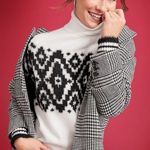 NWT Maurices Black And White Fair Isle Turtleneck Sweater